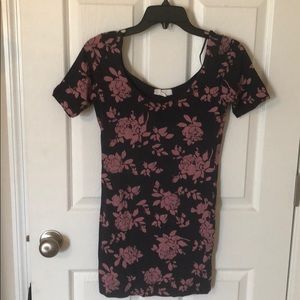 Navy blue and pink floral dress